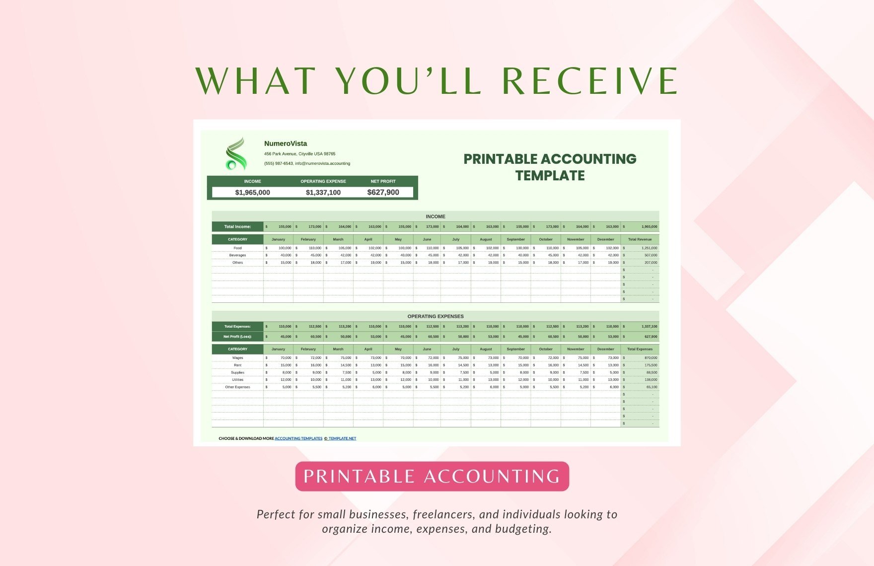 Printable Accounting Template