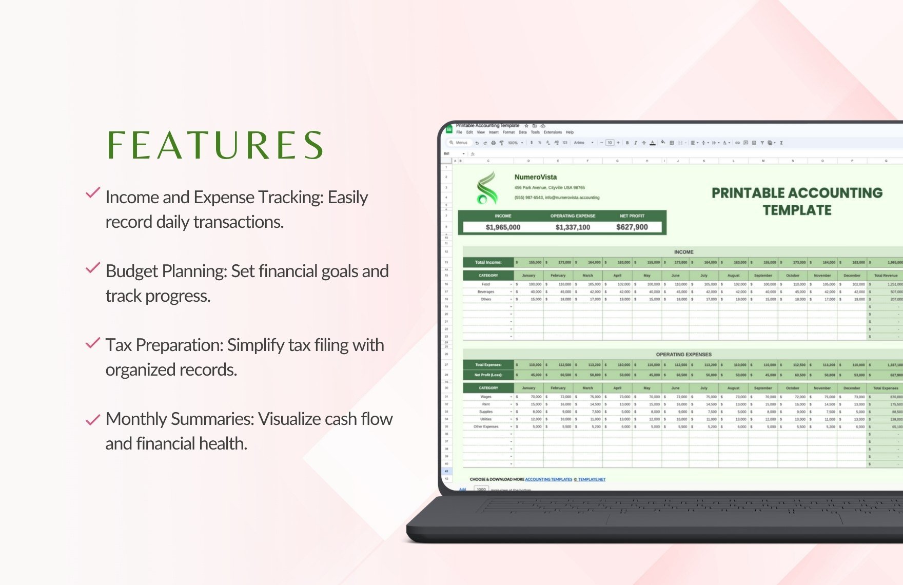 Printable Accounting Template