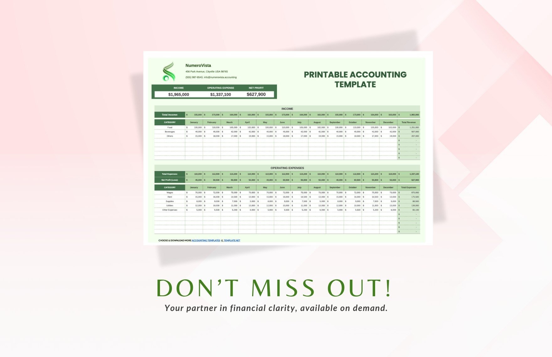 Printable Accounting Template