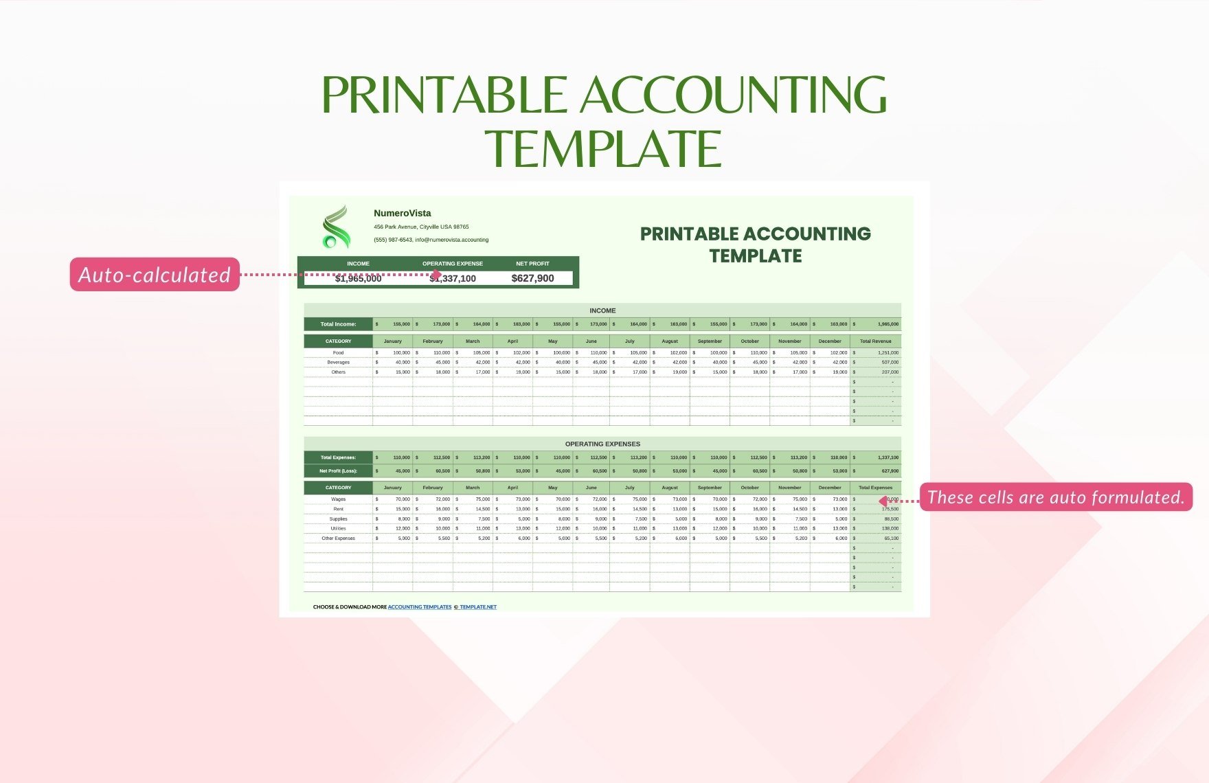 Printable Accounting Template