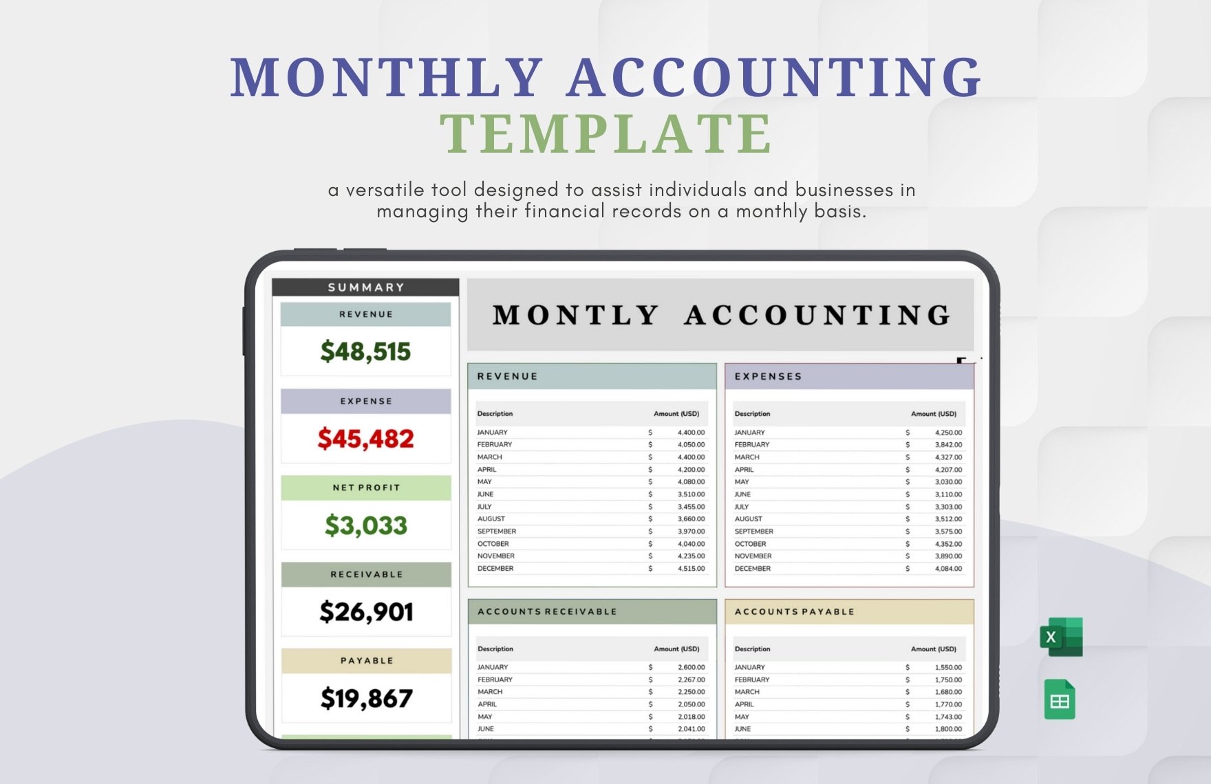 Monthly Accounting Template
