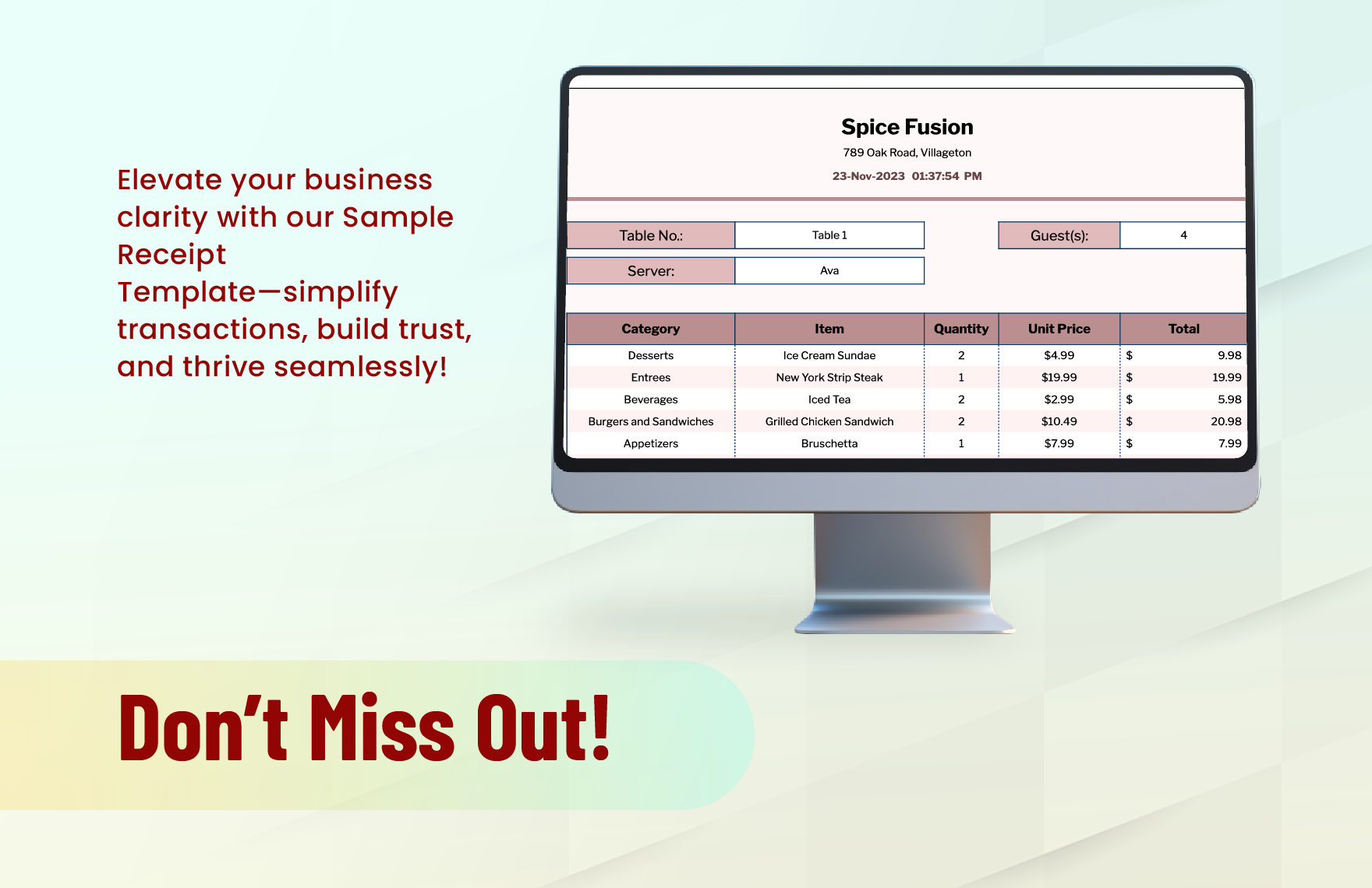 Sample Receipt Template Download in Word, Google Docs, Excel, PDF