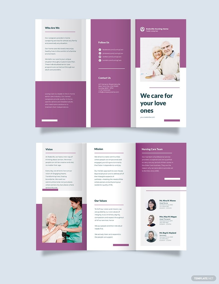 Elder Care & Nursing Home Tri-Fold Brochure Template