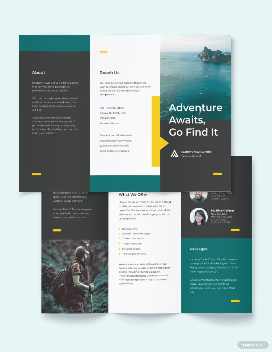 Travel & Tour Tri-Fold Brochure Template in Word, Google Docs, PSD, Apple Pages, Publisher