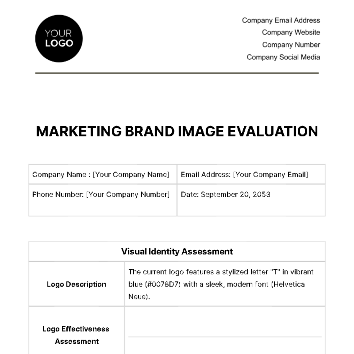 Marketing Brand Image Evaluation Template