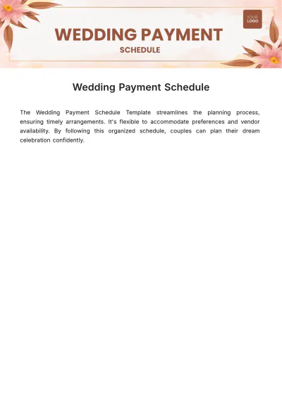 Free Wedding Payment Schedule Template to Edit Online