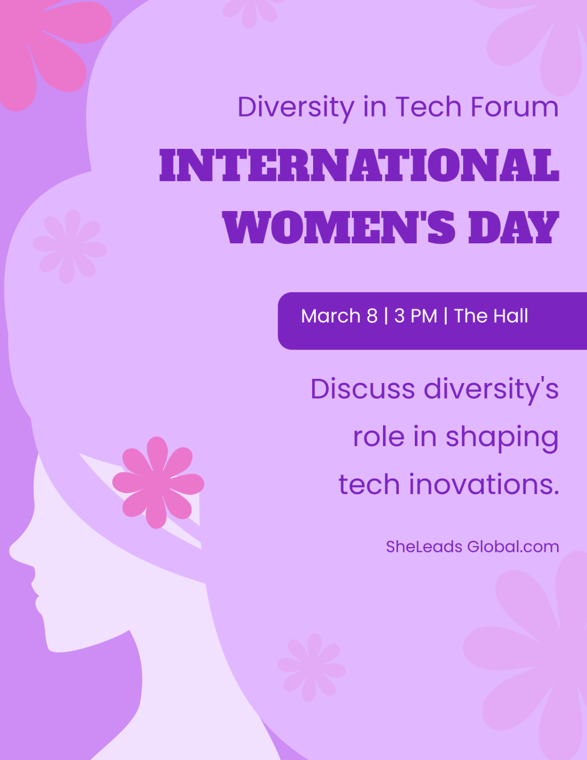 International Women's Day 2024 Event Flyer Template - Edit Online & Download