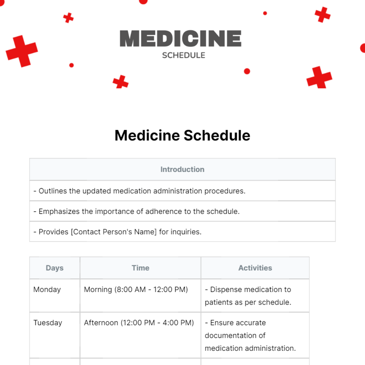 Medicine Schedule Template
