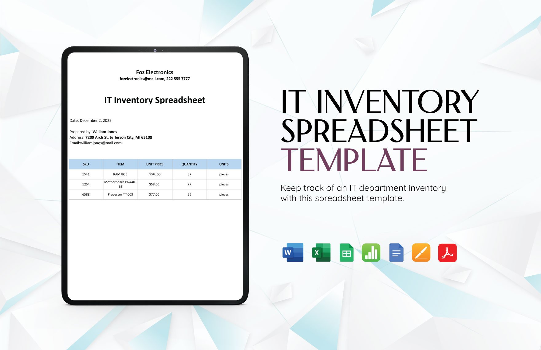 IT Inventory Spreadsheet Template