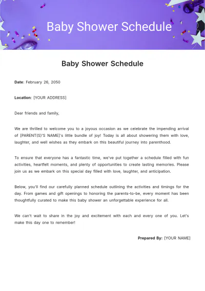 Free Baby Shower Schedule Template to Edit Online