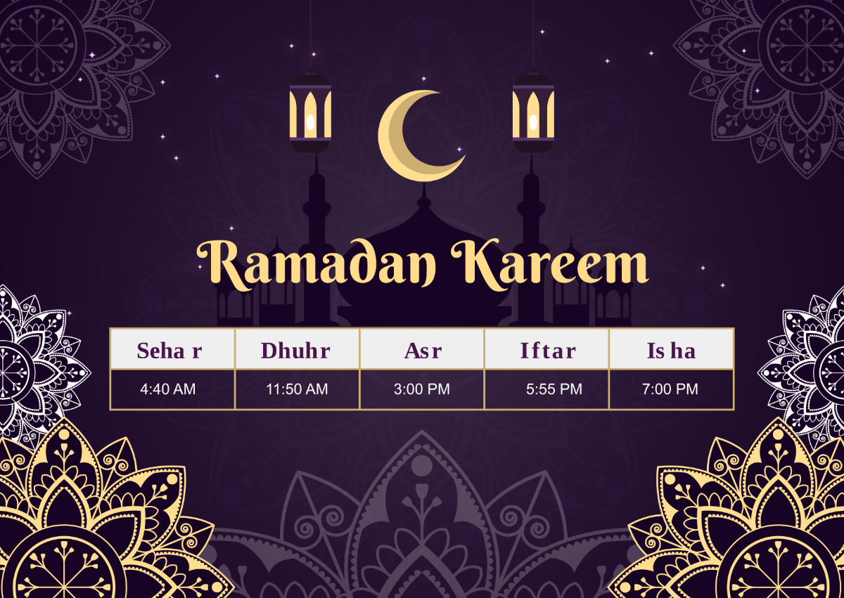 Ramadan Kareem Calendar Template