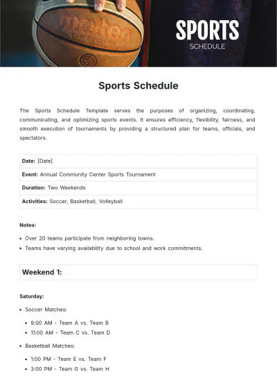 Free Sports Schedule Template to Edit Online