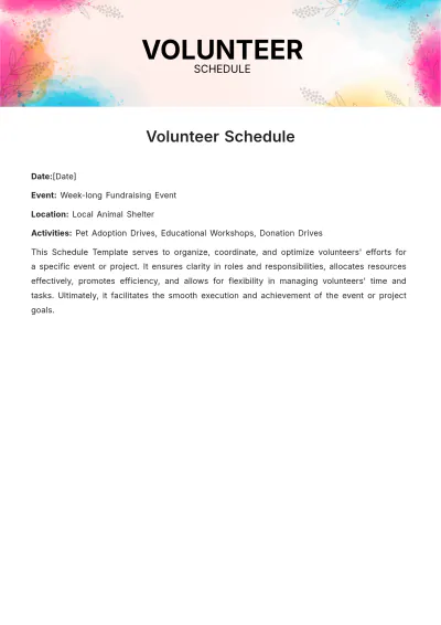 Free Volunteer Schedule Template to Edit Online