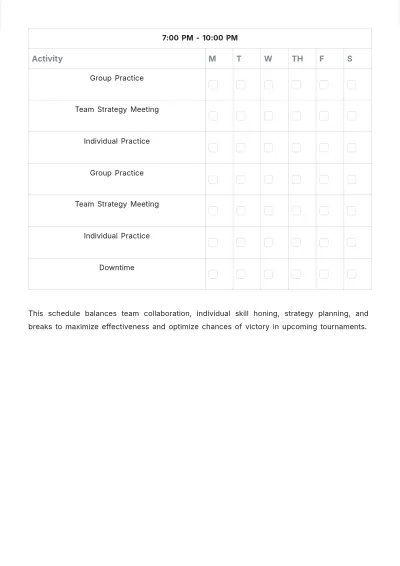 Free Gaming Schedule Template to Edit Online