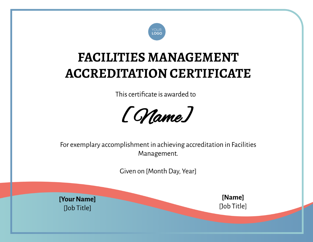 Facilities Management Accreditation Certificate Template