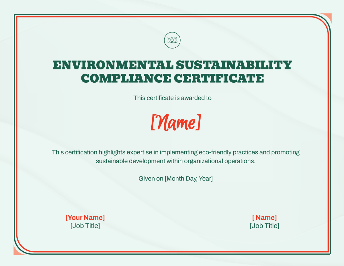 Environmental Sustainability Compliance Certificate