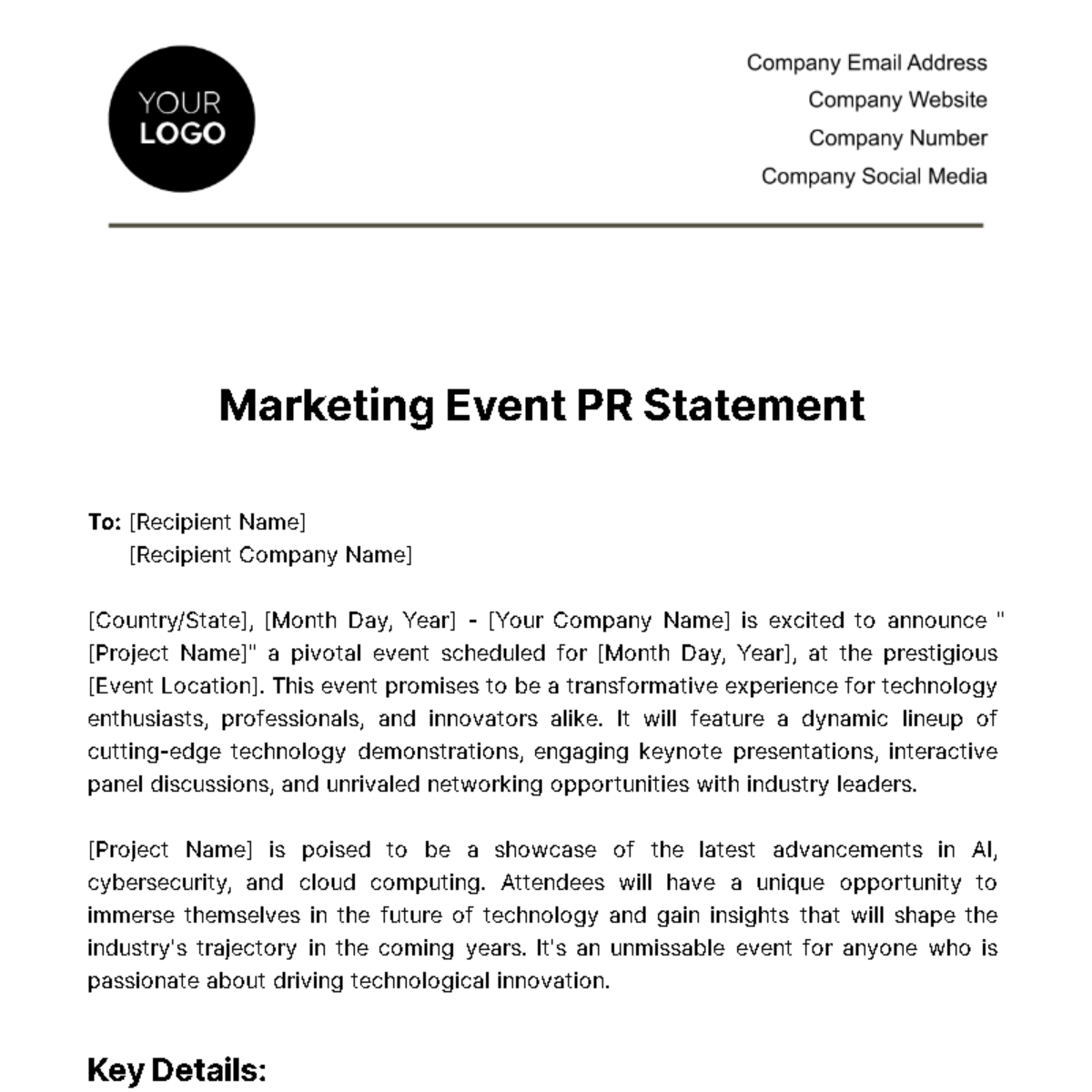  Marketing Event PR Statement Template