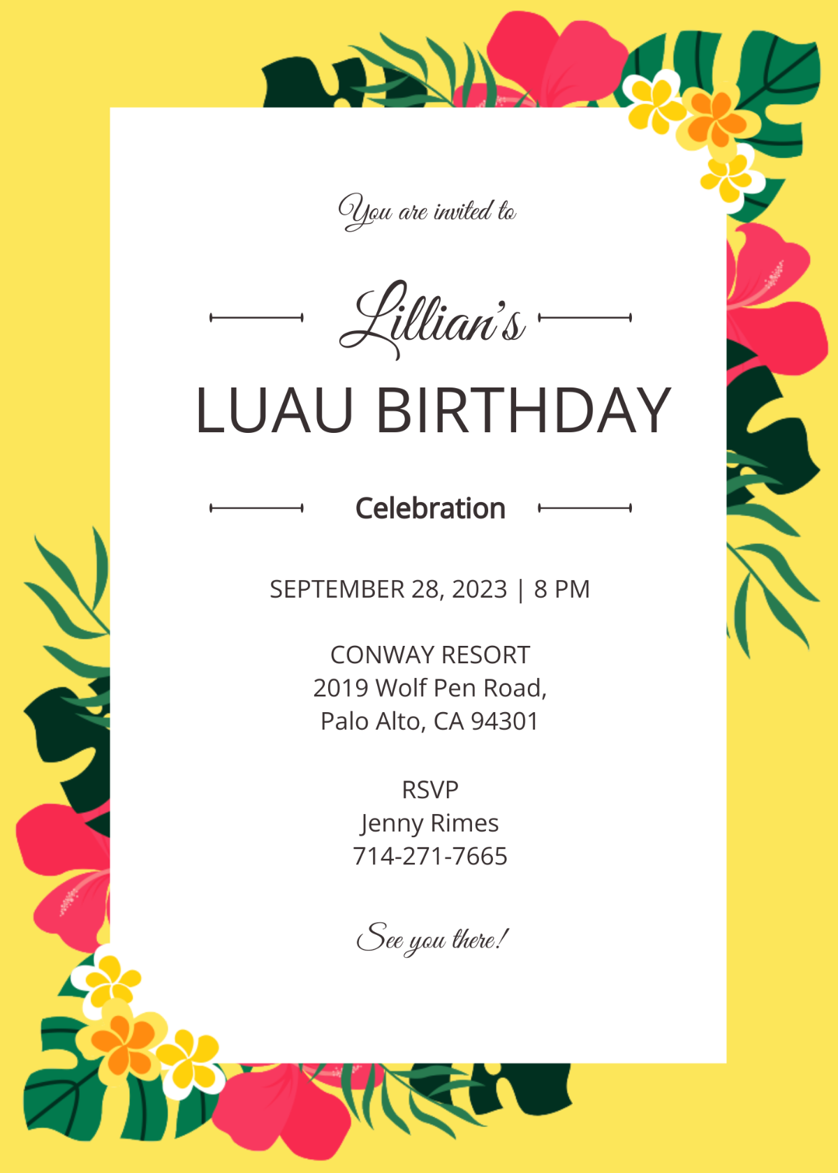 Luau Birthdy Party Invitation Template