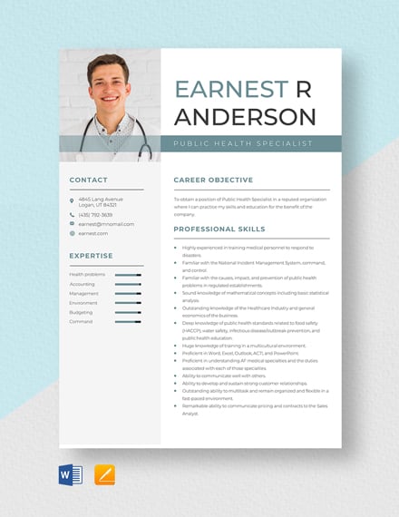 Public Health Officer Resume Template : Download 1+ Resumes in Microsoft Word, Apple Pages.