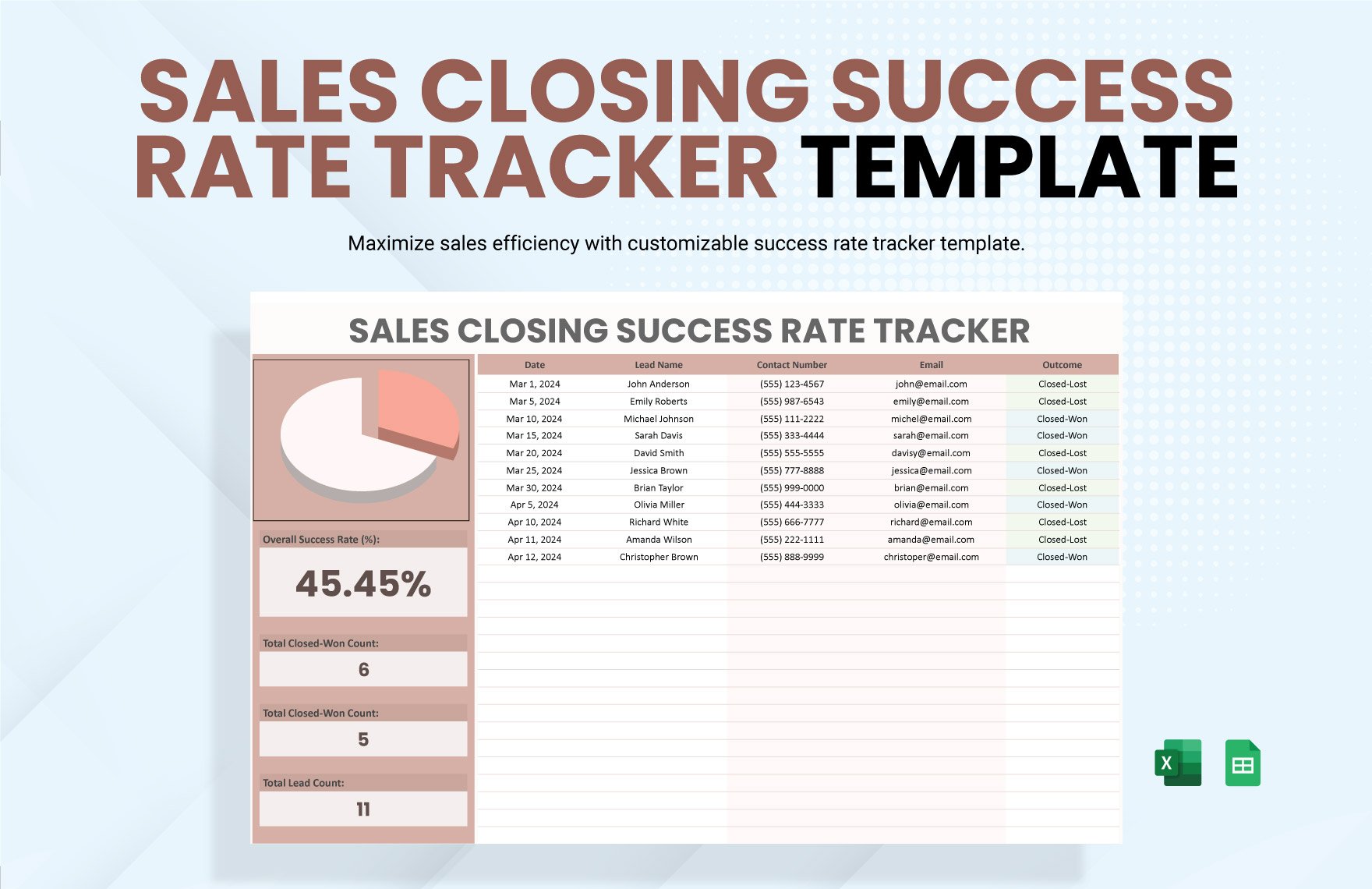 Sales Closing Success Rate Tracker Template