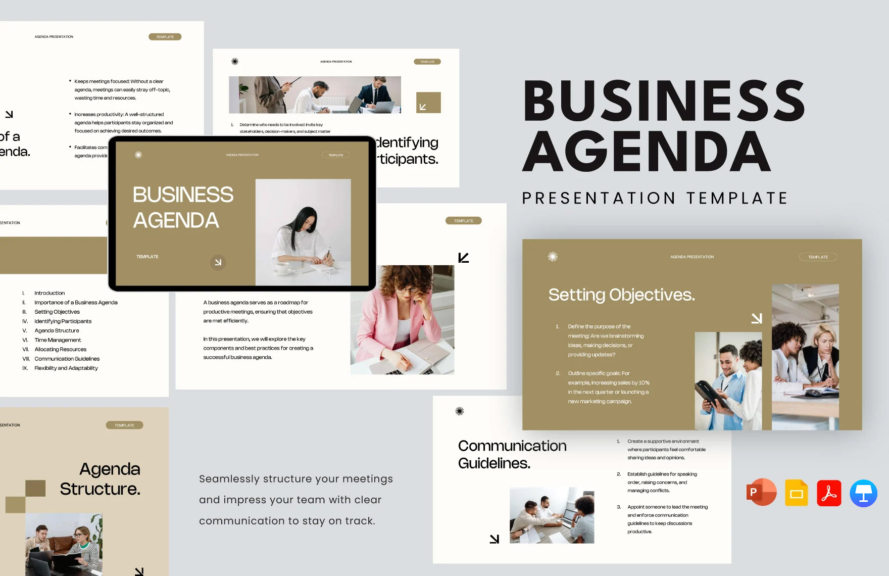 Business Agenda Template in PDF, PowerPoint, Google Slides, Apple Keynote