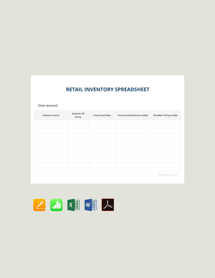 FREE Sample Inventory Spreadsheet Template - PDF | Word (DOC) | Excel