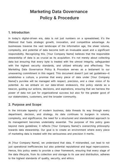 Free Marketing Data Governance Policy & Procedure Template to Edit Online