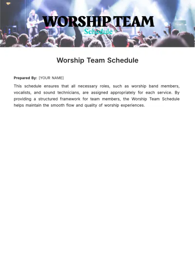 Free Worship Team Schedule Template to Edit Online