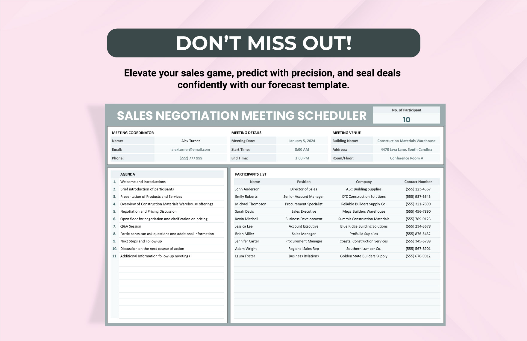 Sales Negotiation Meeting Scheduler Template