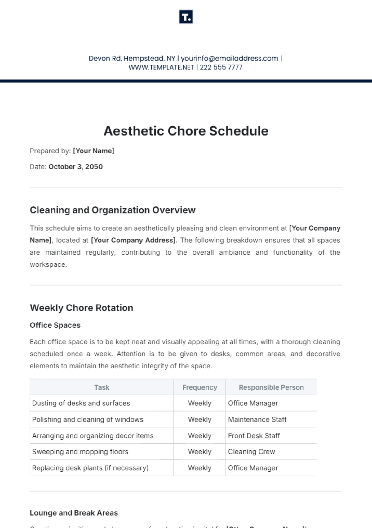 Aesthetic Chore Schedule Template - Edit Online & Download