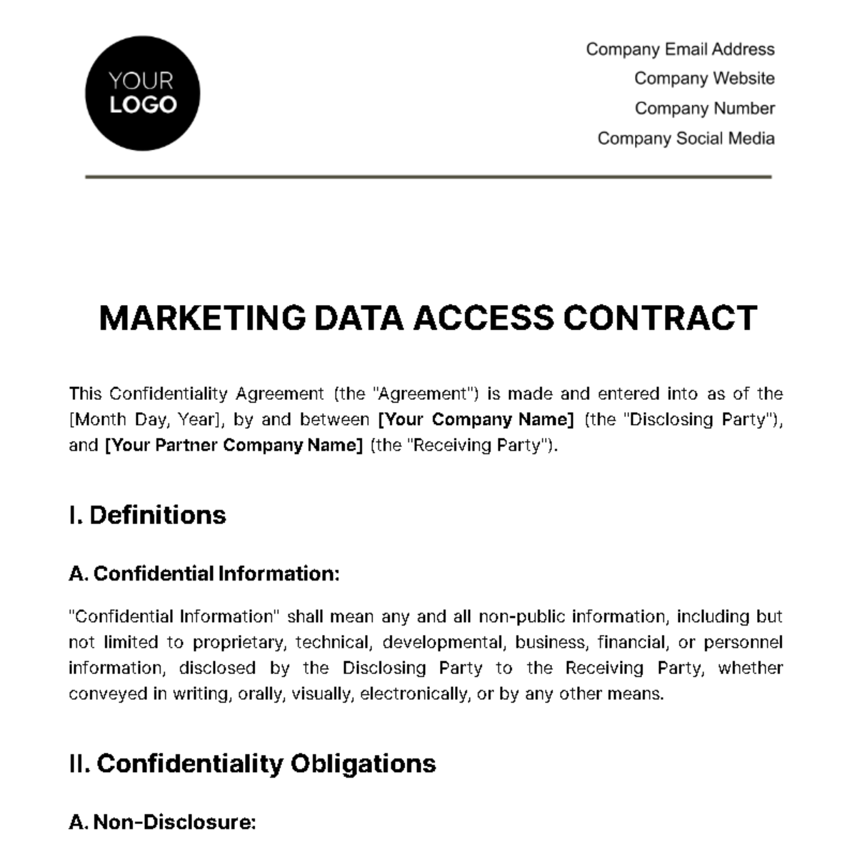 Marketing Data Access Contract Template