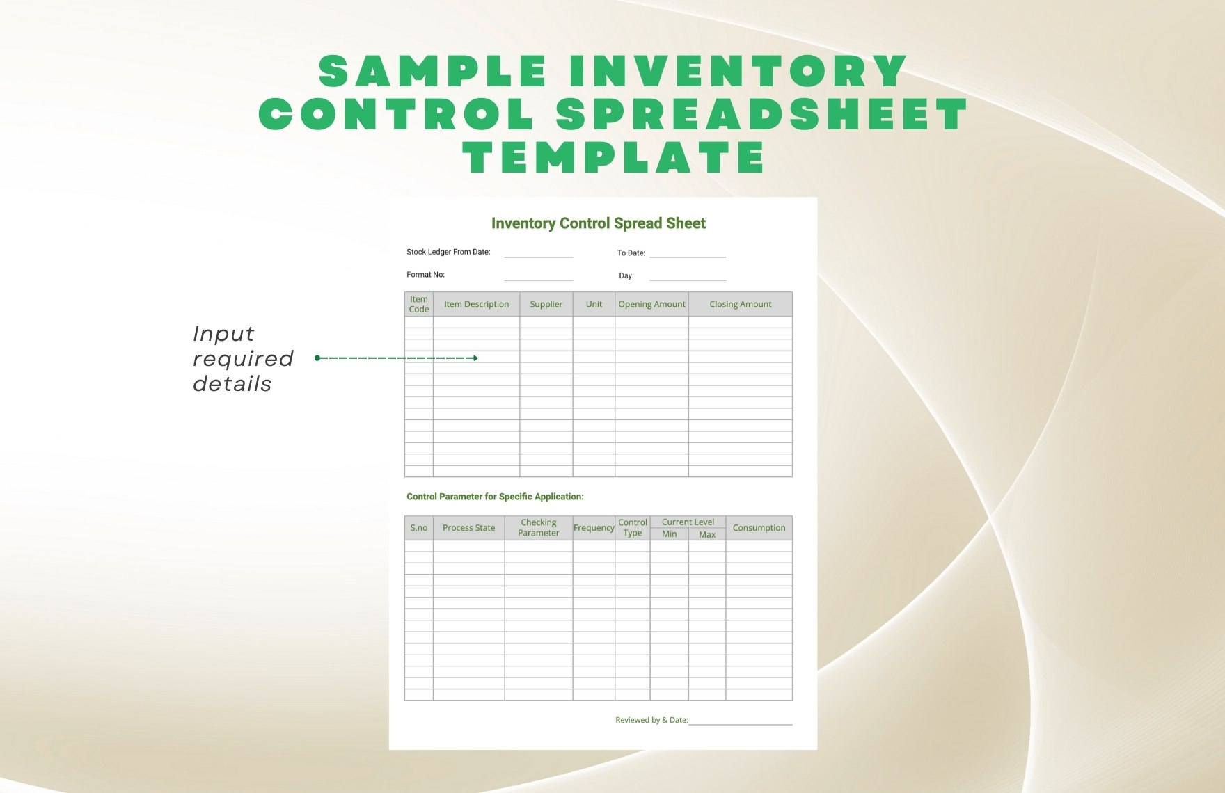 Sample Inventory Control Spreadsheet Template