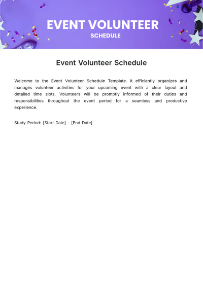 Free Event Volunteer Schedule Template to Edit Online