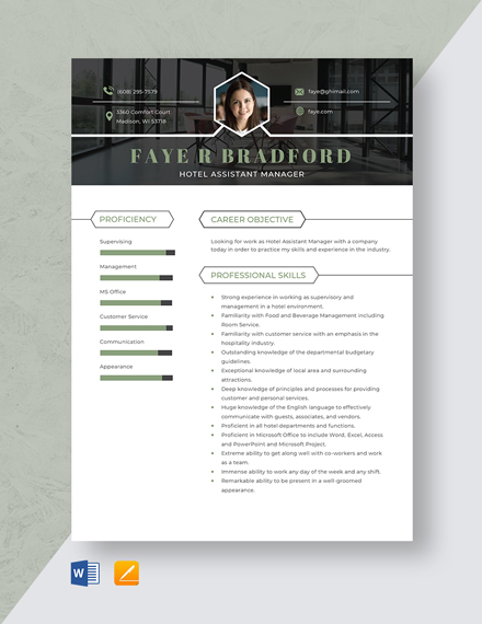 Assistant Sales Manager Resume Template - Word (DOC ...