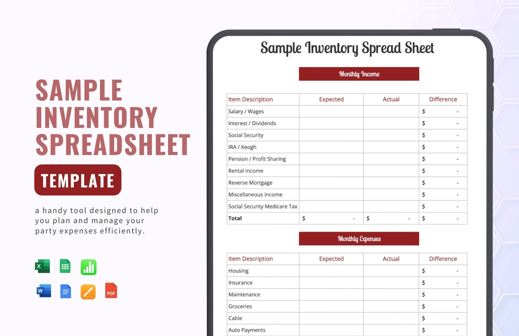 Free Sample Inventory Spreadsheet Template