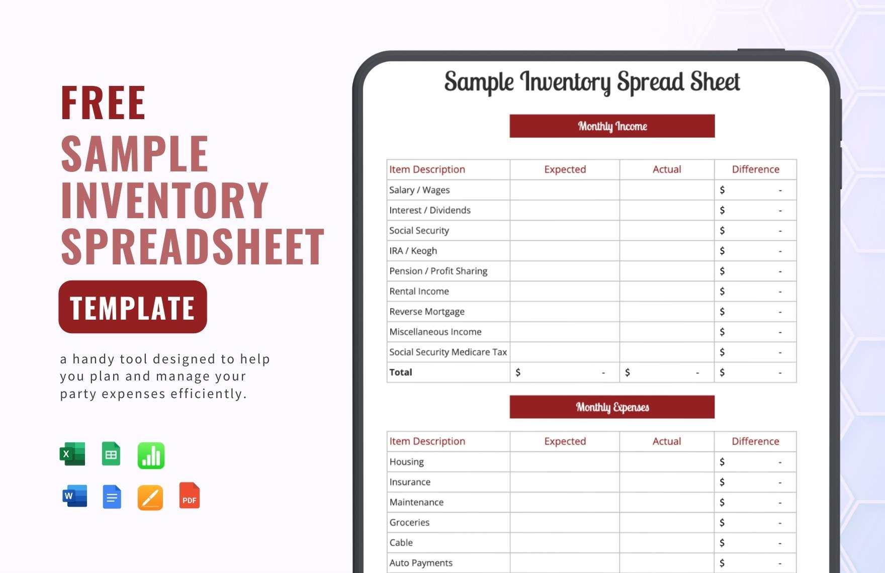 Free Sample Inventory Spreadsheet Template in Word, Google Docs, Excel, PDF, Google Sheets, Apple Pages, Apple Numbers