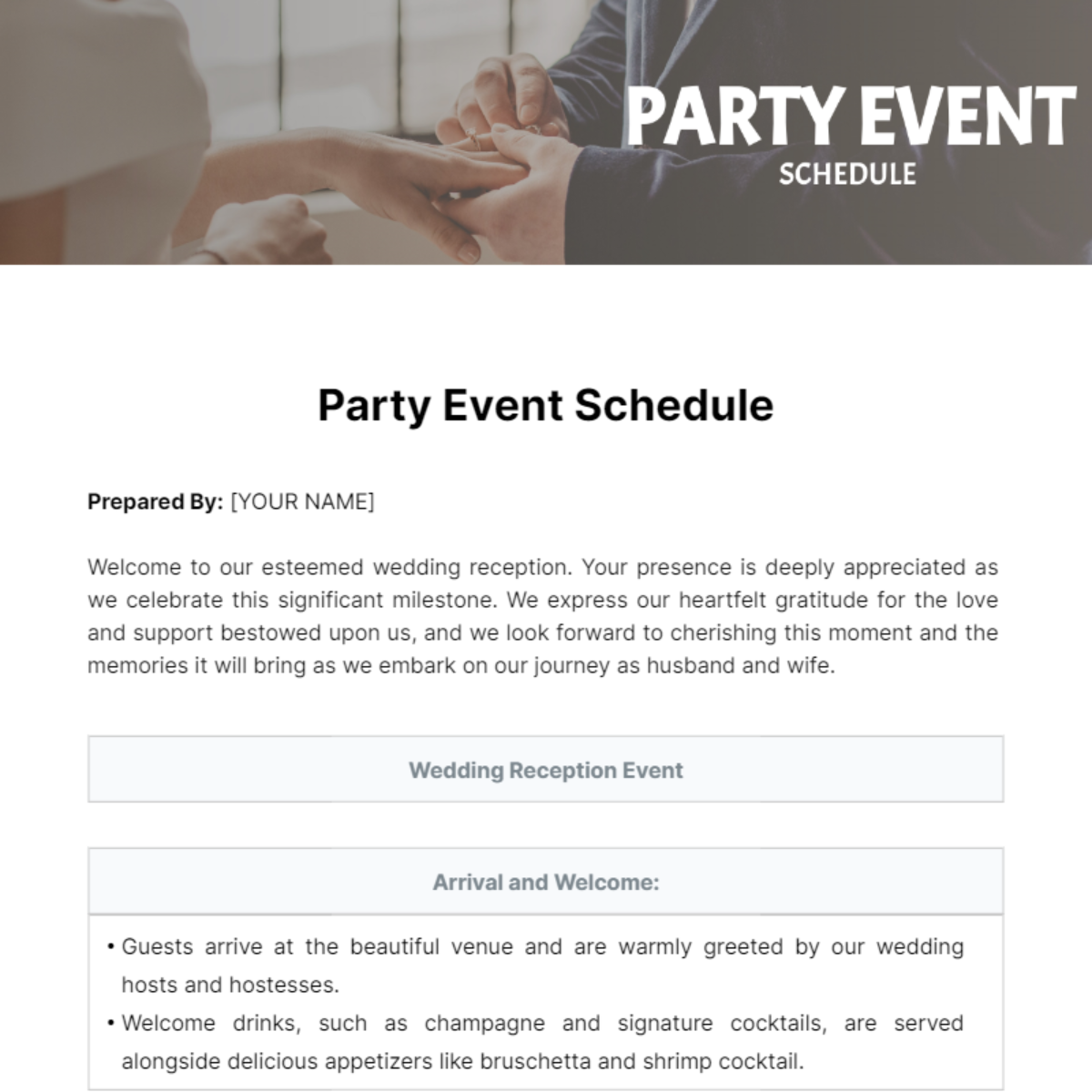 Party Event Schedule Template