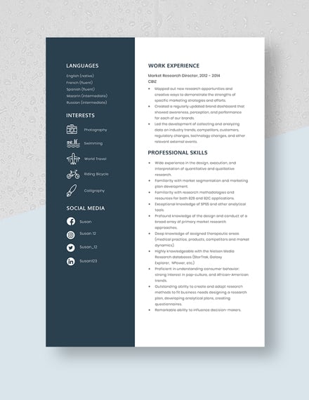 Market Research Director Resume Template 