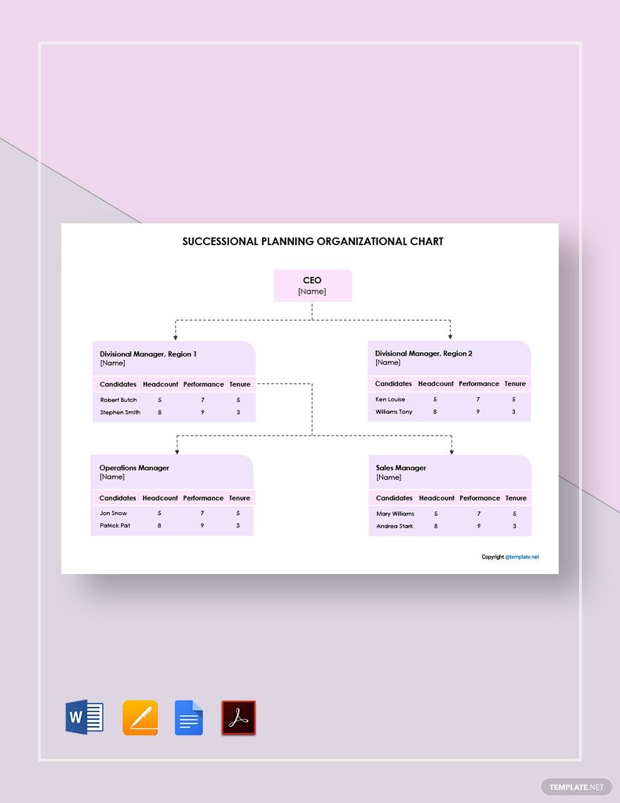 Simple Succession Planning Organizational Chart Template