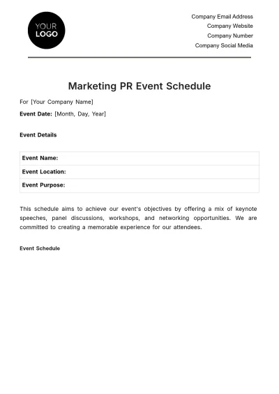 Free Marketing PR Event Schedule Template to Edit Online