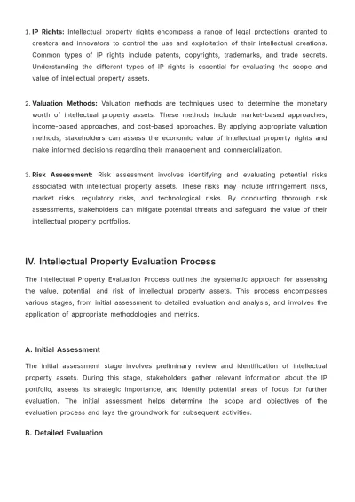 Free Legal Intellectual Property Evaluation and Metrics Manual Template to Edit Online