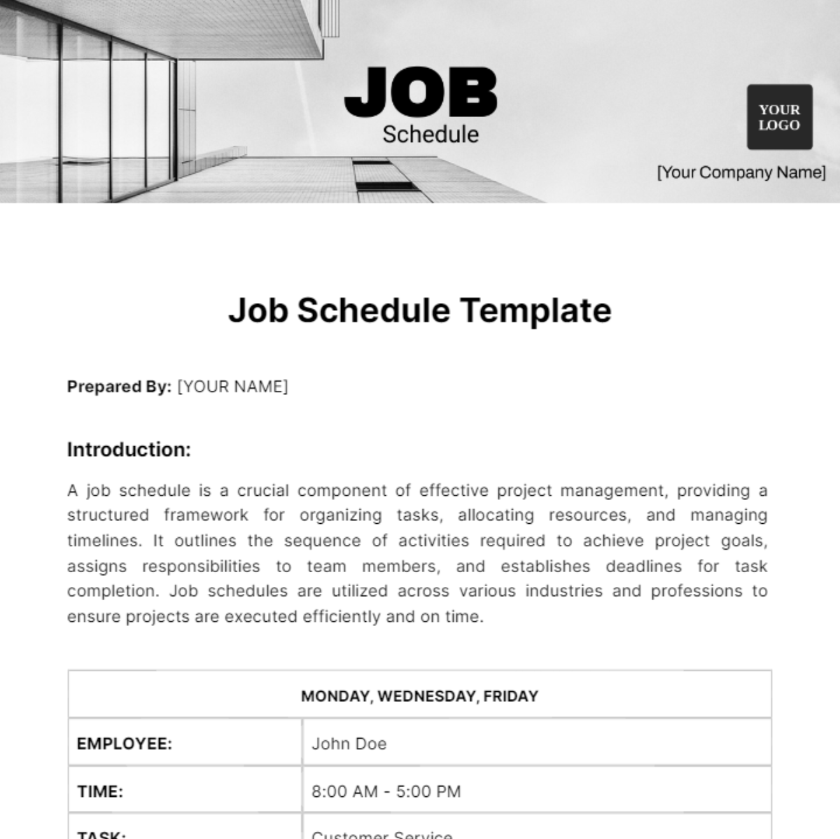 Job Schedule Template