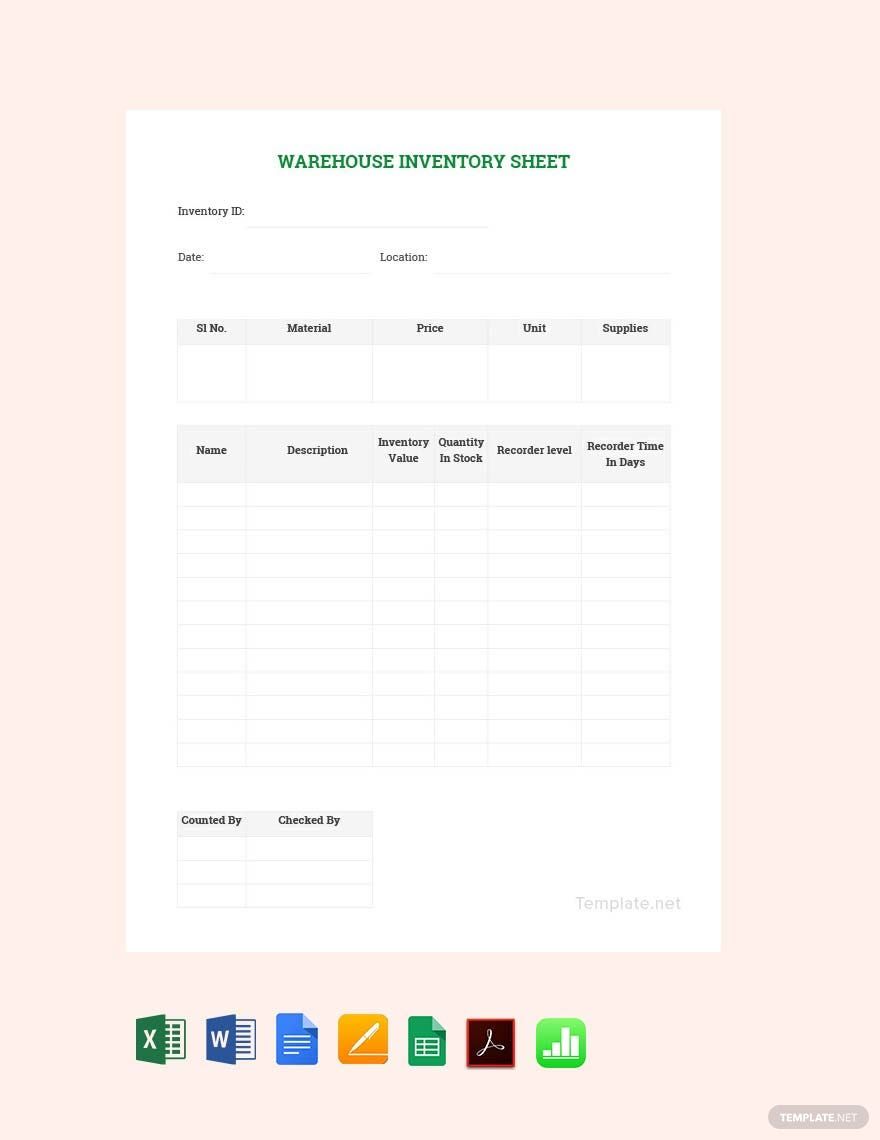 Sample Warehouse Management Spreadsheet Template