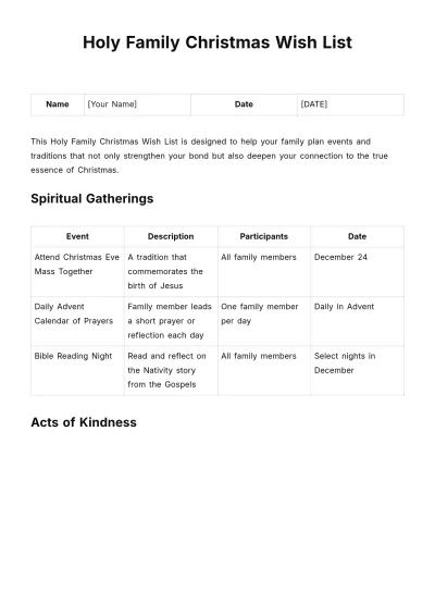 Free Holy Family Christmas Wish List Template to Edit Online