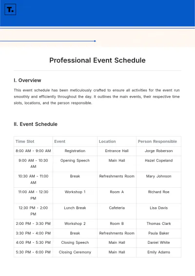 Free Professional Event Schedule Template to Edit Online