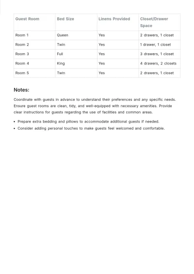Free House Guest List Template to Edit Online