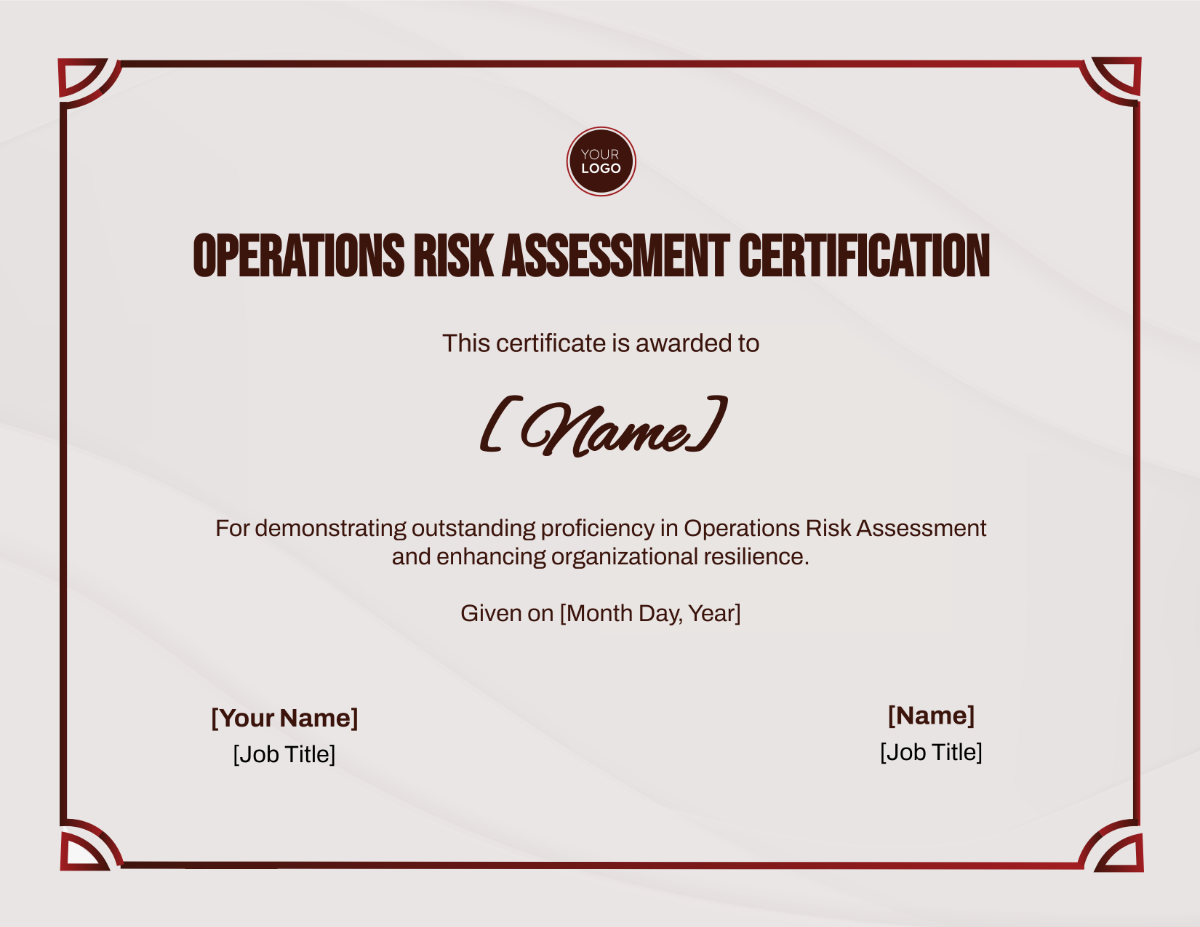 Operations Risk Assessment Certification Template