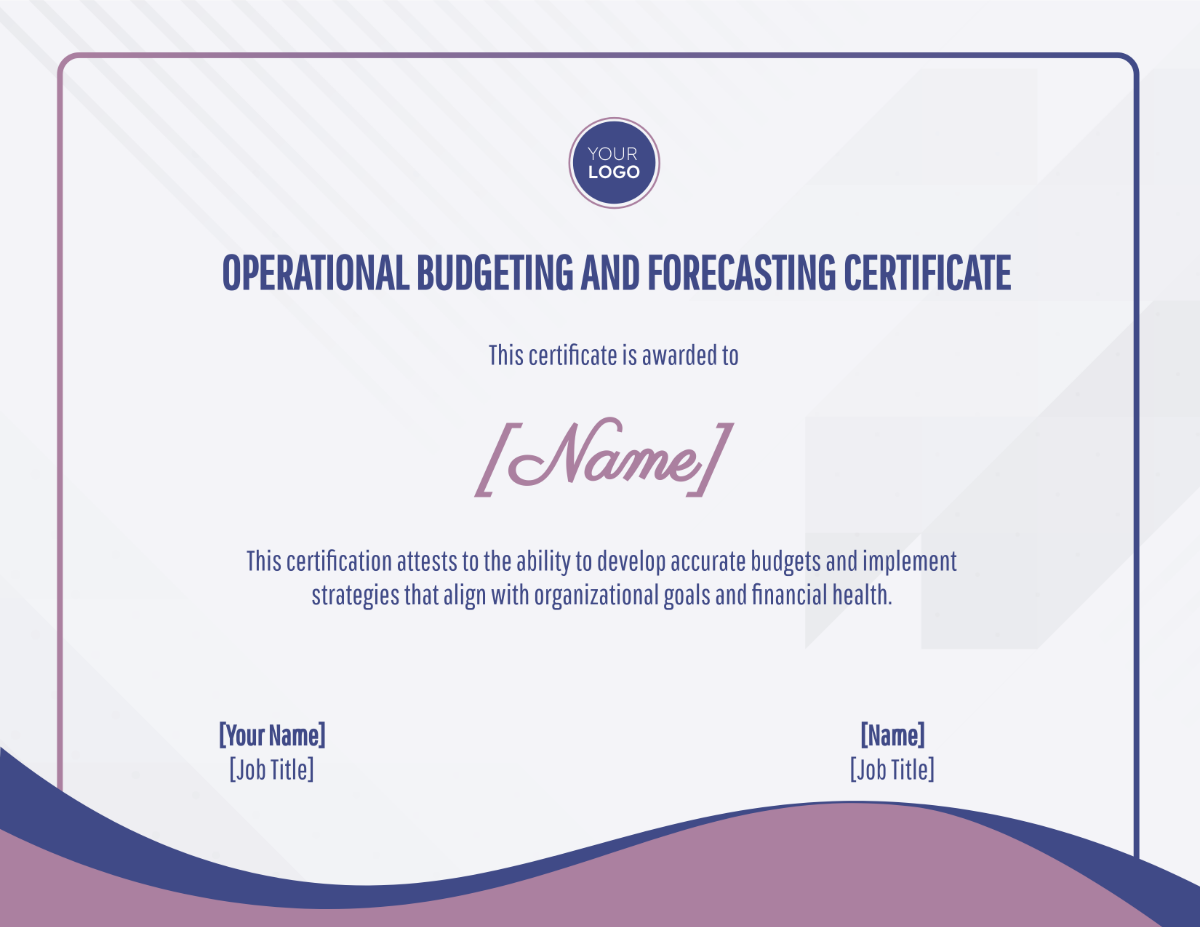 Operational Budgeting and Forecasting Certificate Template