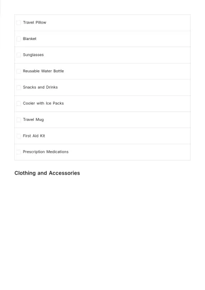 Free Road Trip Packing List Template to Edit Online