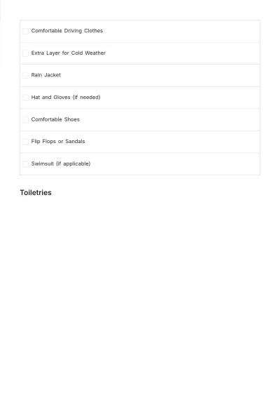 Free Road Trip Packing List Template to Edit Online
